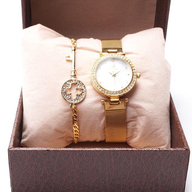 طقم ساعه واسواره تيفاني اطقم ساعات متوفر 2 لون ذهبي