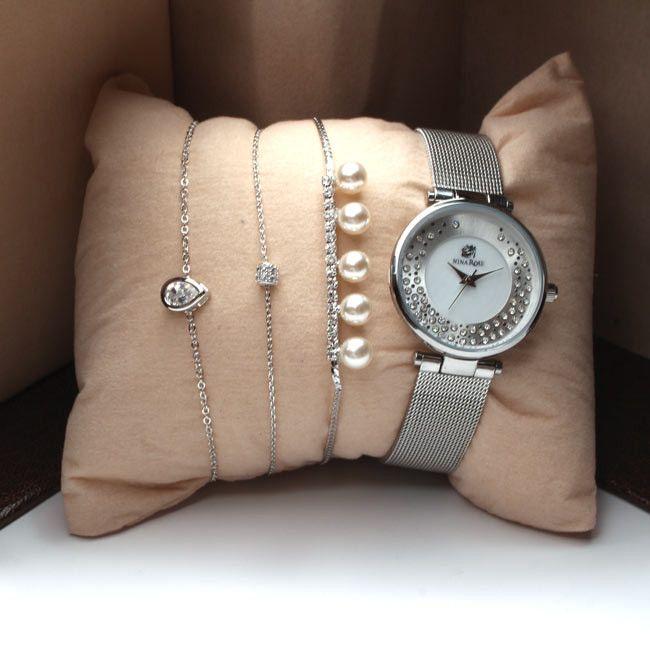 طقم ساعه واساور نواعم اطقم ساعات متوفر 2 لون