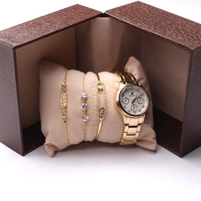 طقم ساعه واساور راقيه اطقم ساعات متوفر 2 لون ذهبي