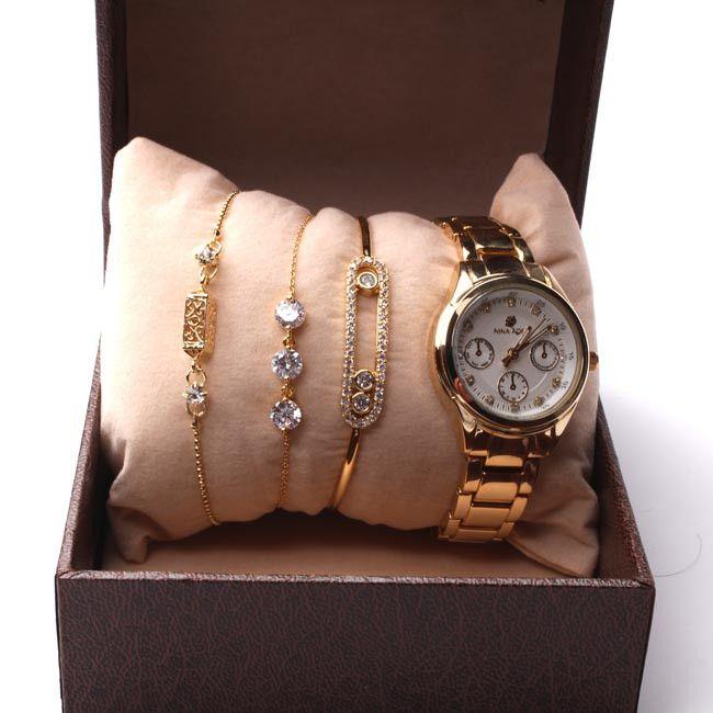 طقم ساعه واساور راقيه اطقم ساعات متوفر 2 لون