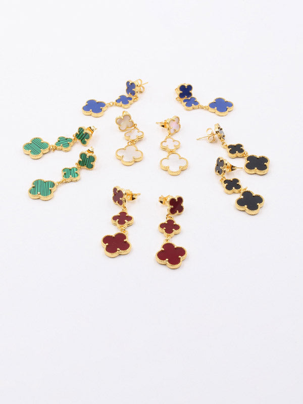 فان كليف حلق وردات طويل صدف طبيعي حلق van cleef