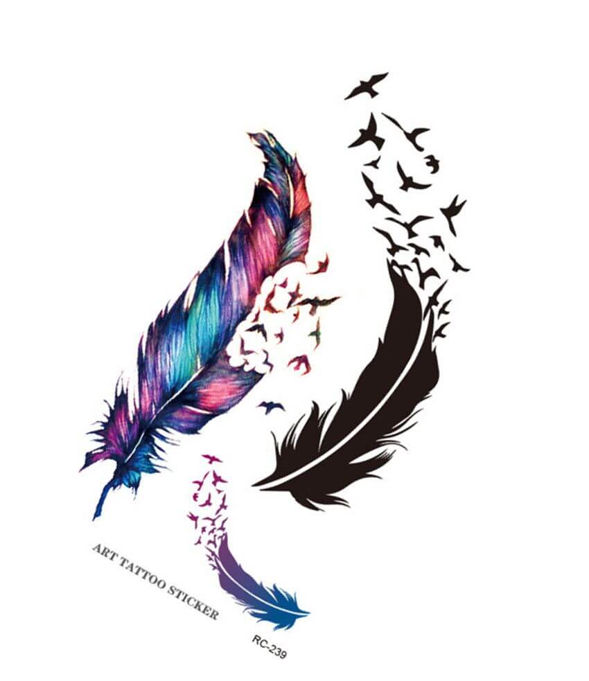 تاتو اوراق شجر وطيور ملون ناعم تاتوو متوفر 1 موديل