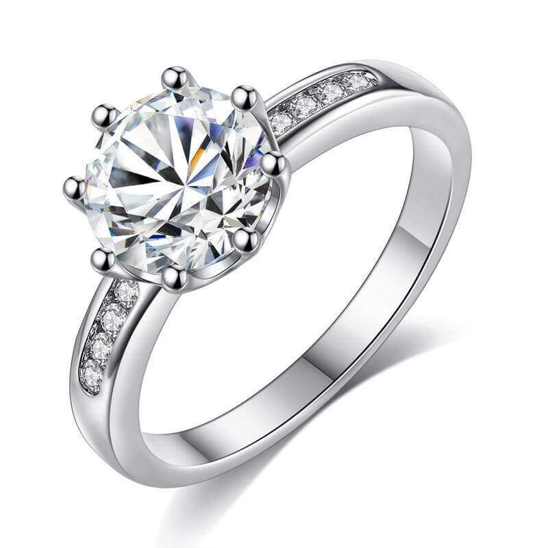 خاتم زركون سوليتير خواتم متوفر 2 لون فضي 6