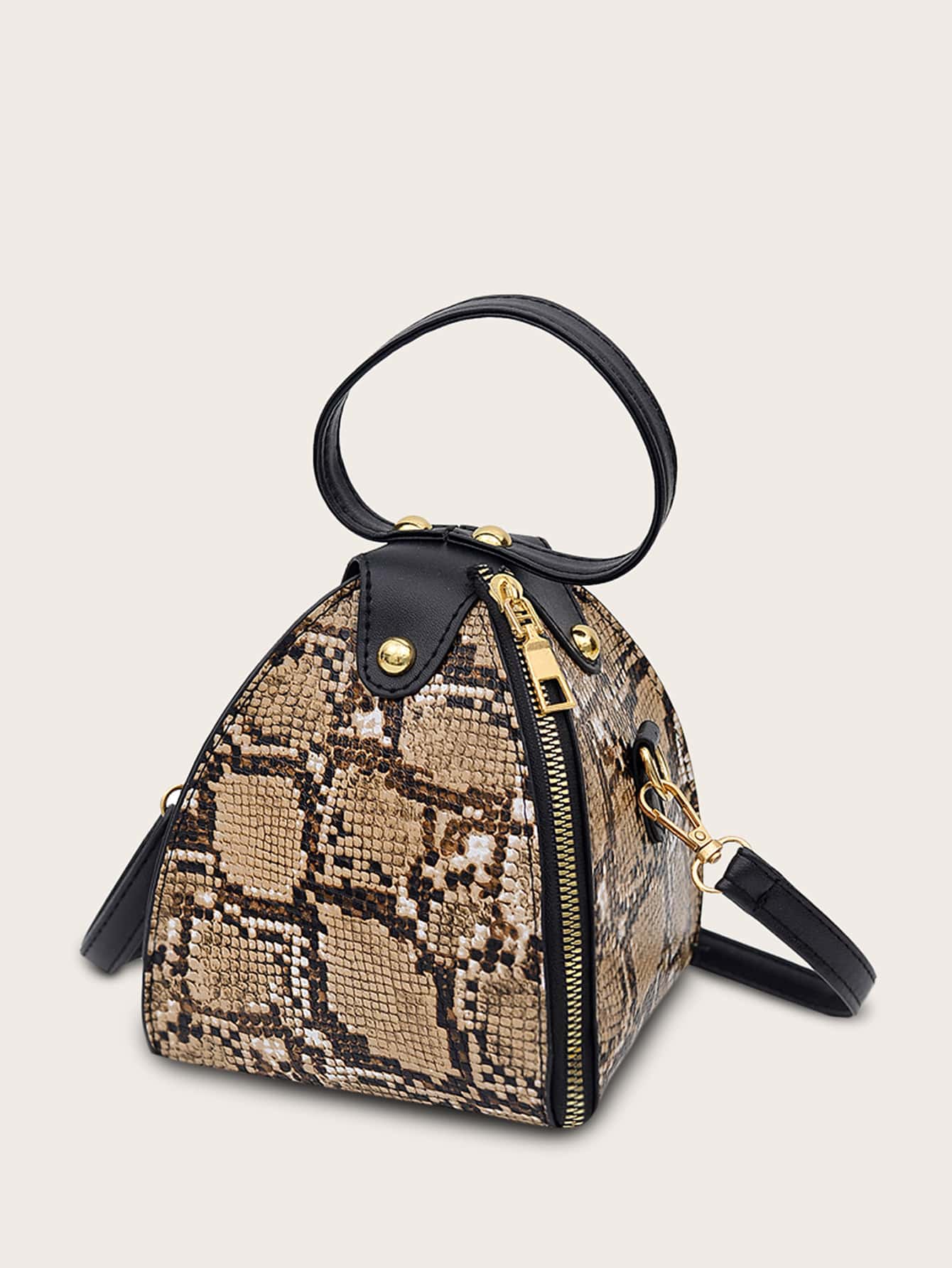 حقيبة بيرميد بجلد ثعبان شنط وحقائب شنط بني