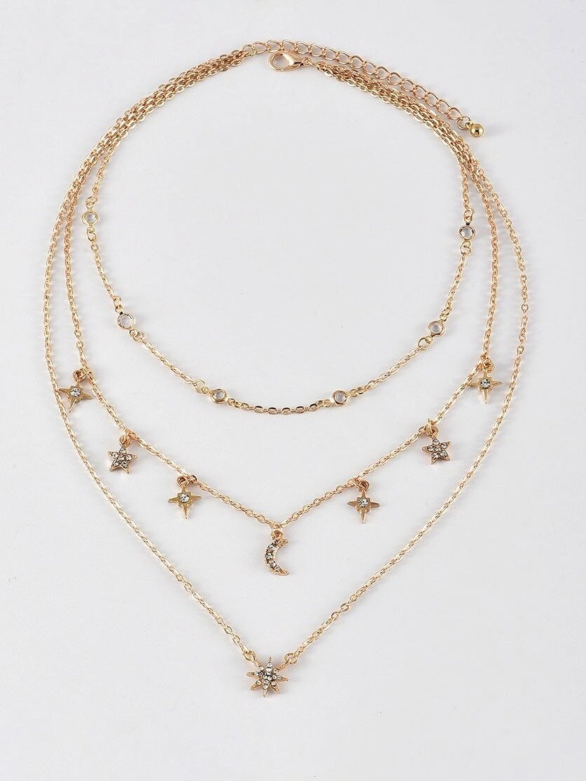 سلسال تشوكر هلال ونجوم سلسال متوفر 1 لون ذهبي