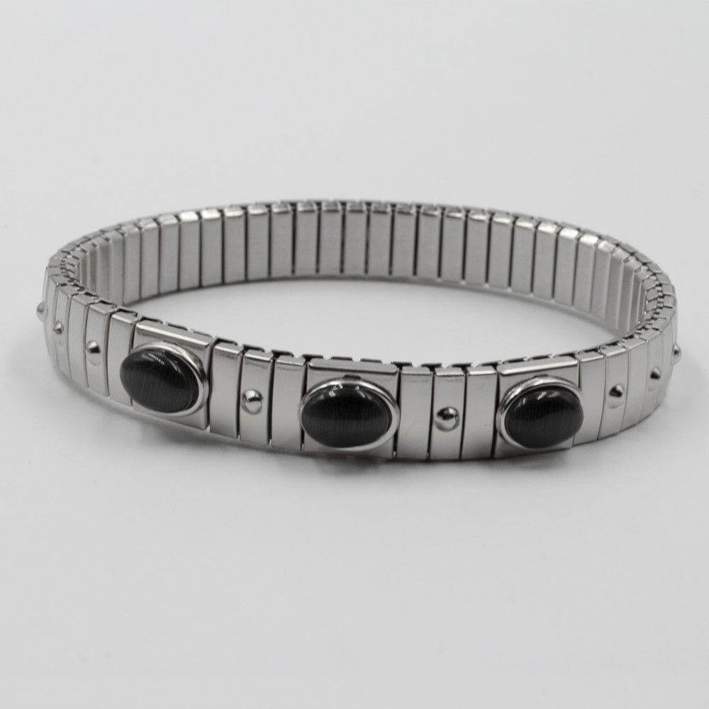 اسوارة نومنيشن اوفال ستانلس ستيل اسواره nomination اسود فضي