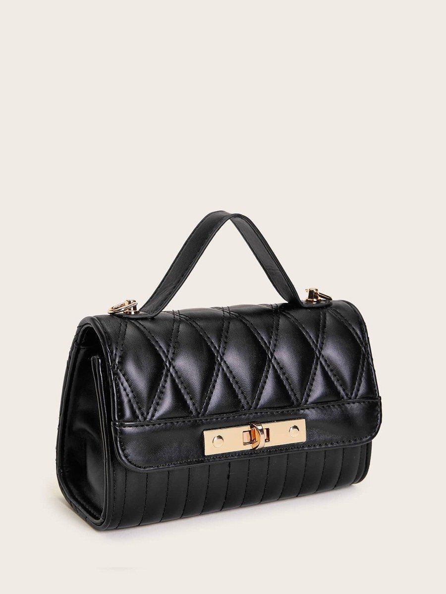 شنطة مبطنه مربعات بقفل ذهبي شنط وحقائب شنط