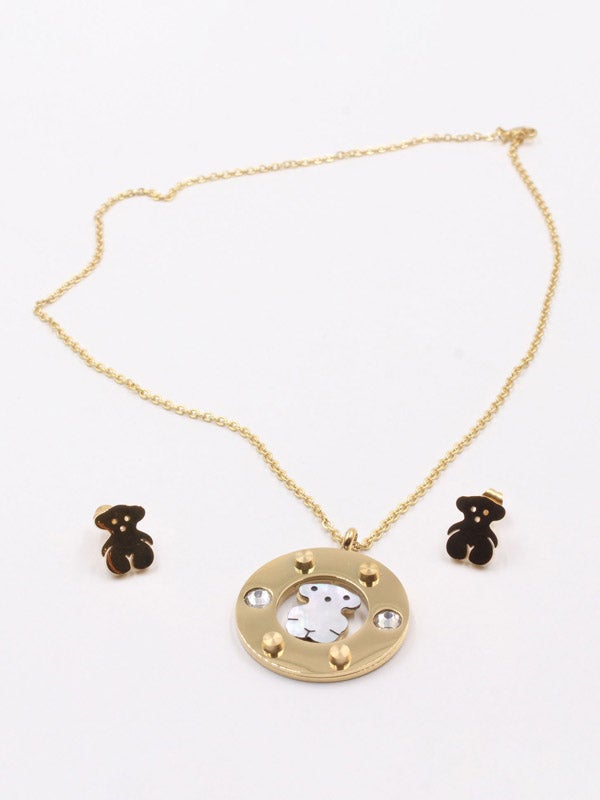 طقم توس مدور شيل وكريستال اطقم دبدوب ذهبي