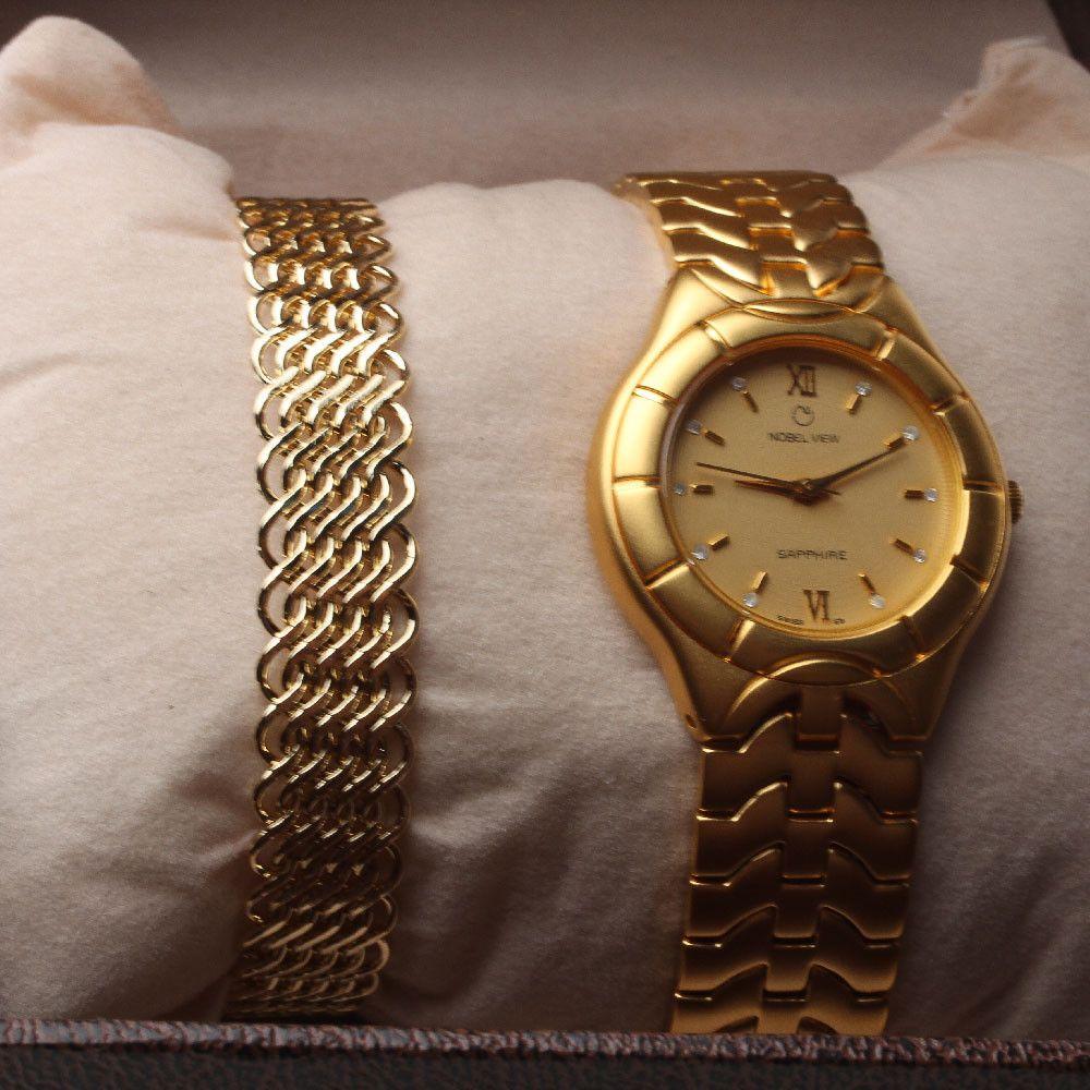 طقم ساعه NOBEL VIEW اطقم ساعات متوفر 2 لون ذهبي