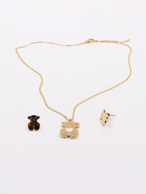 طقم توس قلب ابيض اطقم دبدوب ذهبي