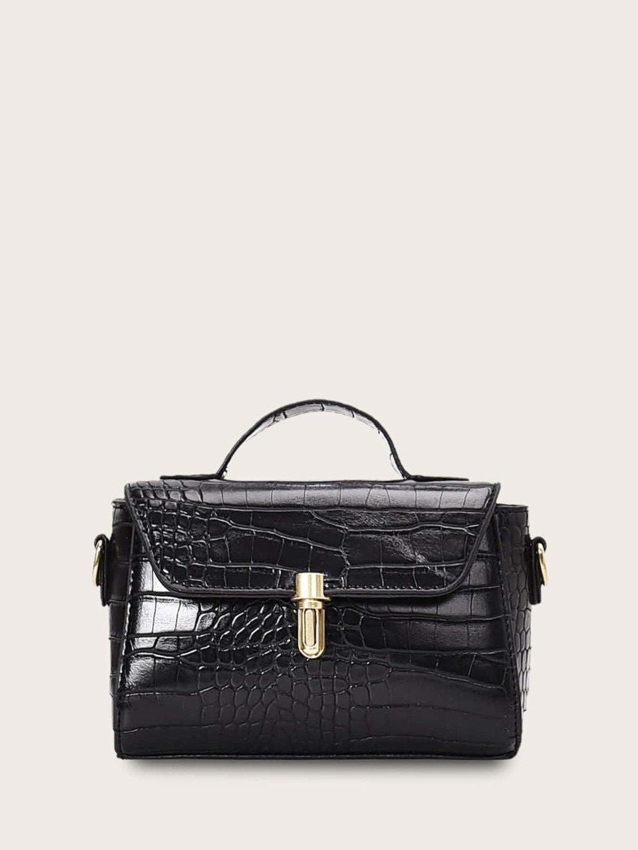 شنطة كتف بقفل مشبك ذهبي شنط وحقائب شنط اسود