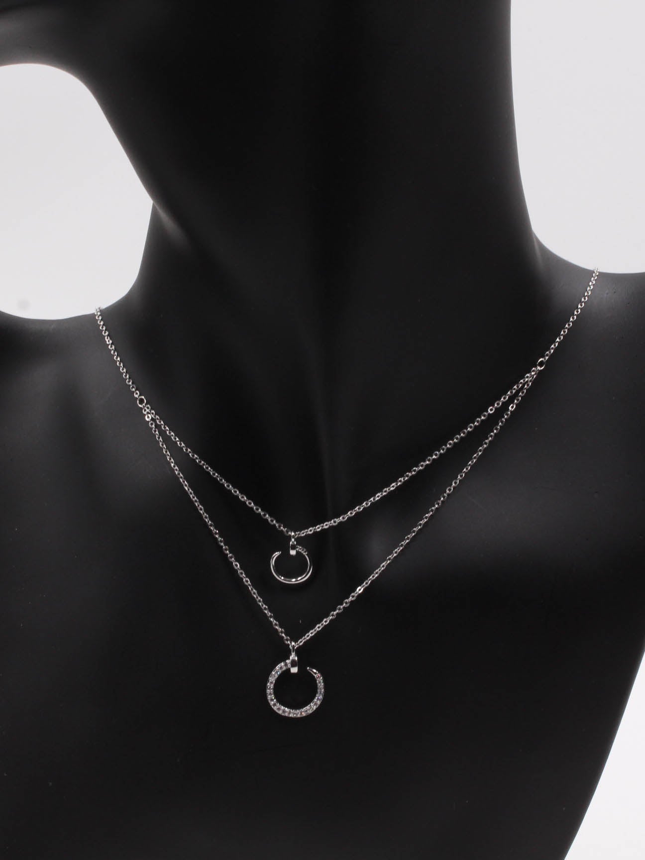 سلسال مسمار طبقتين سلسال Jewel فضي