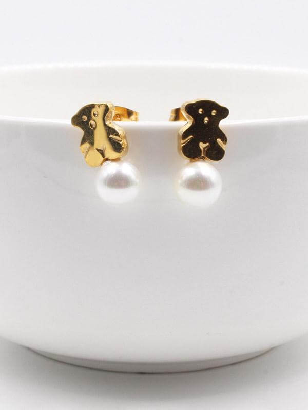 حلق توس بيرل صغير حلق دبدوب ذهبي