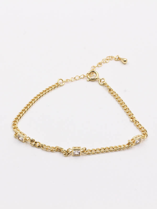 اسواره ناعمه فصوص مربعة اسواره متوفر 1 لون ذهبي