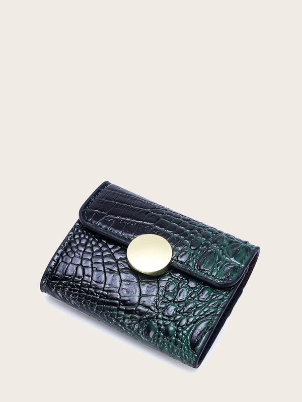 محفظة بقفل ذهبي جلد تمساح محافظ بوك اسود