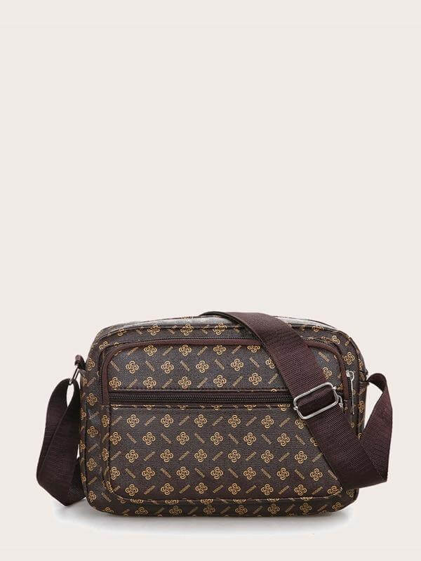 حقيبة جانبية بسحاب بني شنط وحقائب شنط بني