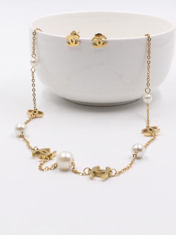 طقم عقد شانيل لولو اطقم chanel ذهبي