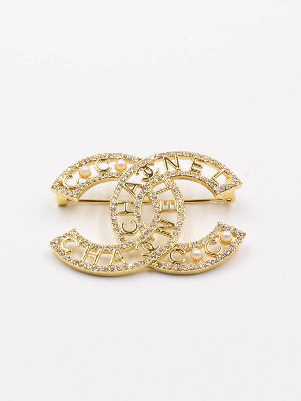 بروش شانيل كرستال بروش chanel ذهبي