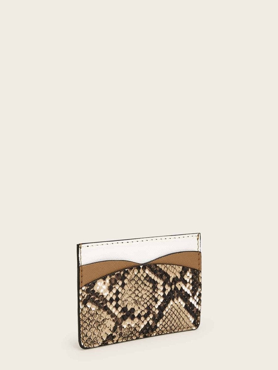 محفظة نقود جلد ثعبان محافظ بوك بني