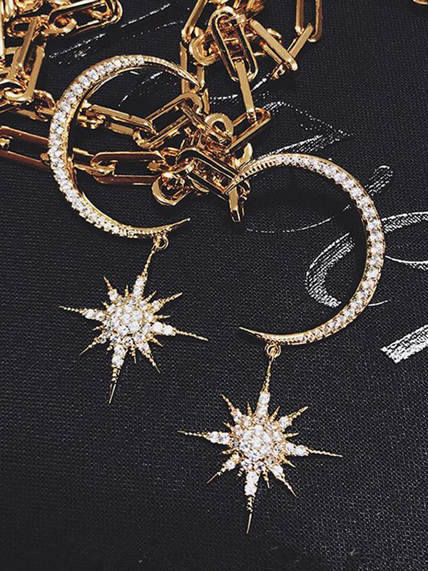 حلق نجمه وهلال حلق متوفر 2 لون