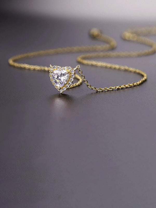 سلسال قلب زركون ناعم سلسال jewel ذهبي