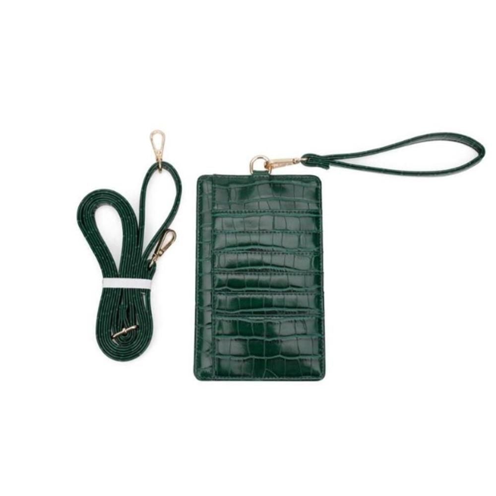 محفظة جوال وكروت جلد التمساح محافظ بوك اخضر