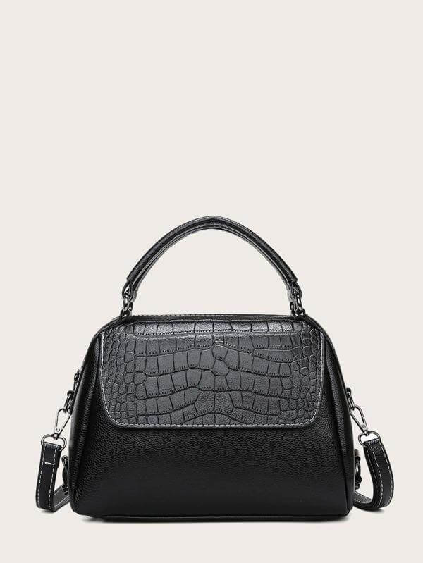 حقيبة جلد منقوشه شنط وحقائب شنط اسود