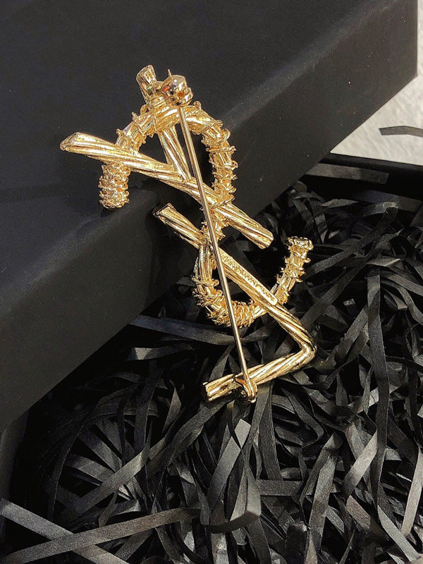 بروش ماركة ايف سان لوران بروش ysl ذهبي