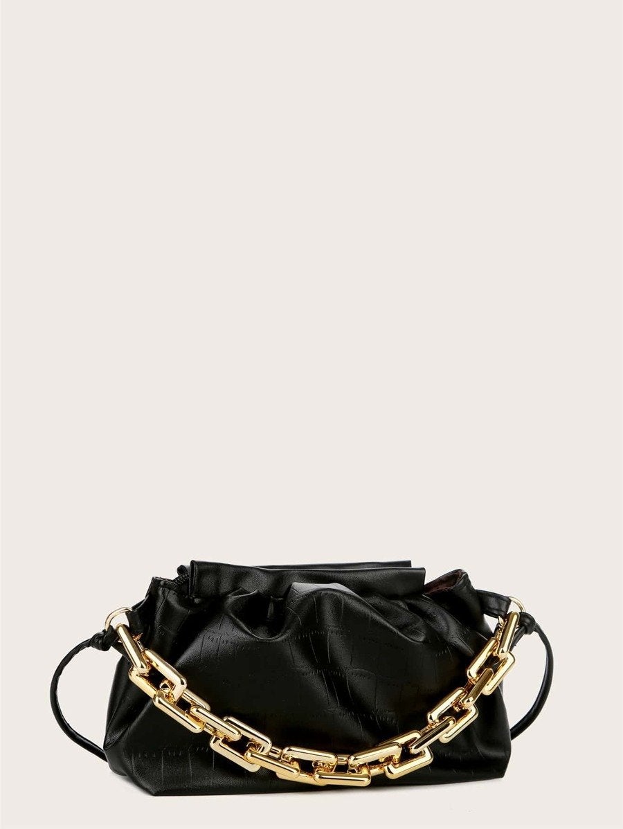 شنطة ستيشد صغيره بحزام ذهبي شنط وحقائب شنط