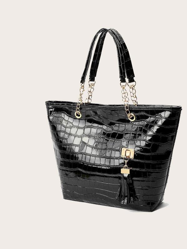 شنطة يد مزخرفة بنقش التمساح شنط وحقائب شنط