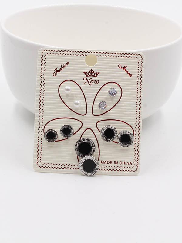 حلق مجموعة صدف زركون حلق متوفر 2 لون فضي