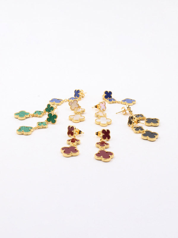 فان كليف حلق وردات طويل صدف طبيعي حلق van cleef