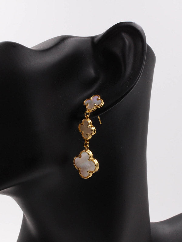 فان كليف حلق وردات طويل صدف طبيعي حلق van cleef