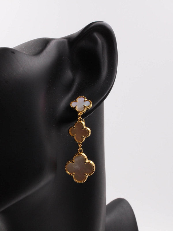 فان كليف حلق وردات طويل صدف طبيعي حلق van cleef