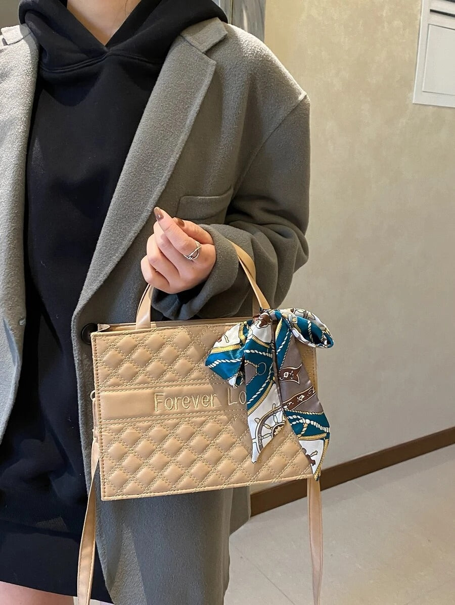 حقيبة يد مع وشاح شنط وحقائب شنط بيج