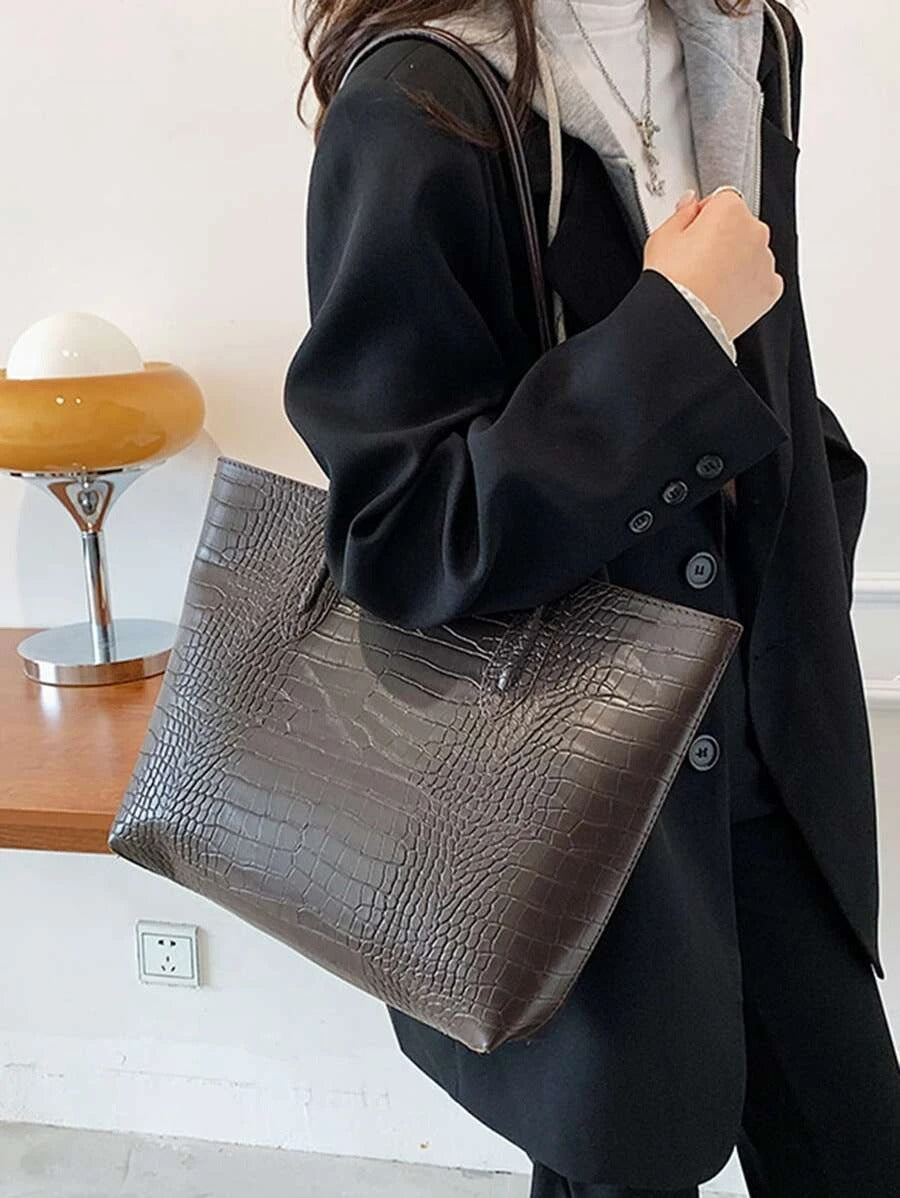 حقيبة كتف للعمل مع محفظة نقود شنط وحقائب شنط بني