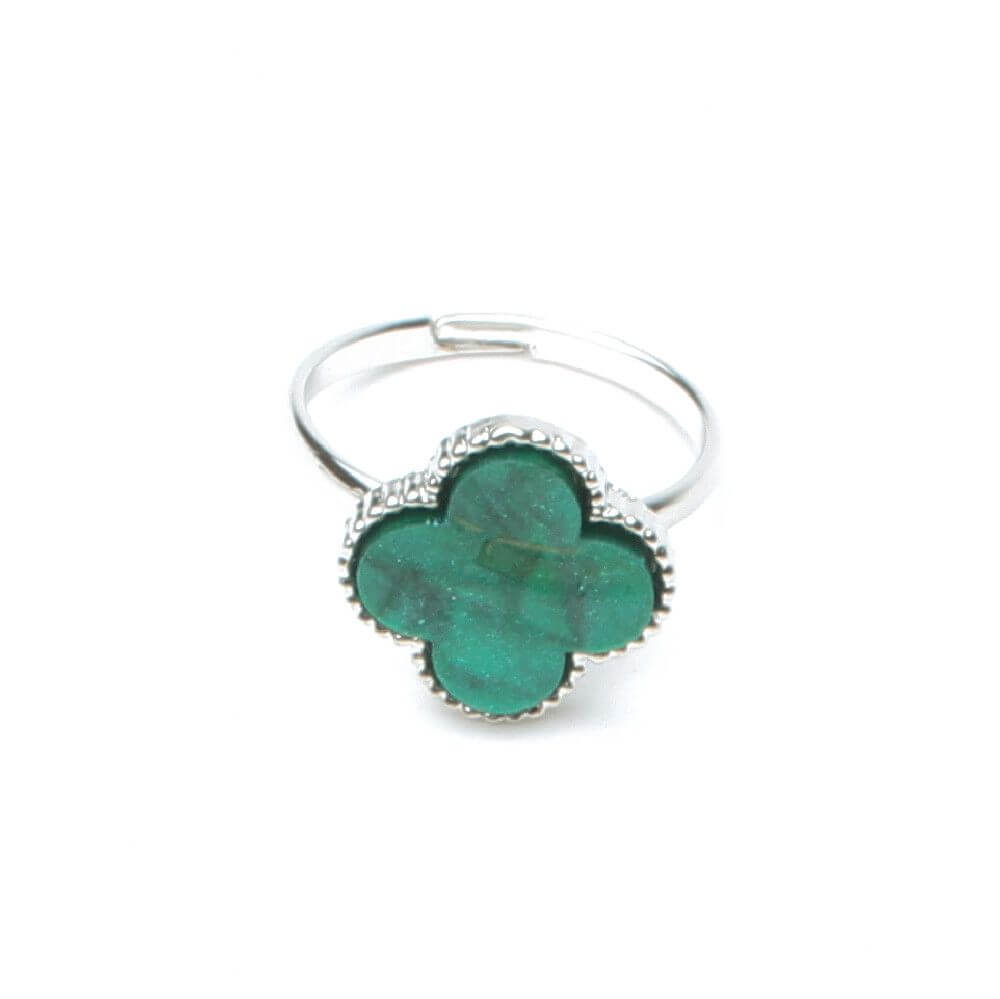 خاتم فان كليف ورده صغيره خواتم متوفر 9 لون اخضر فضي