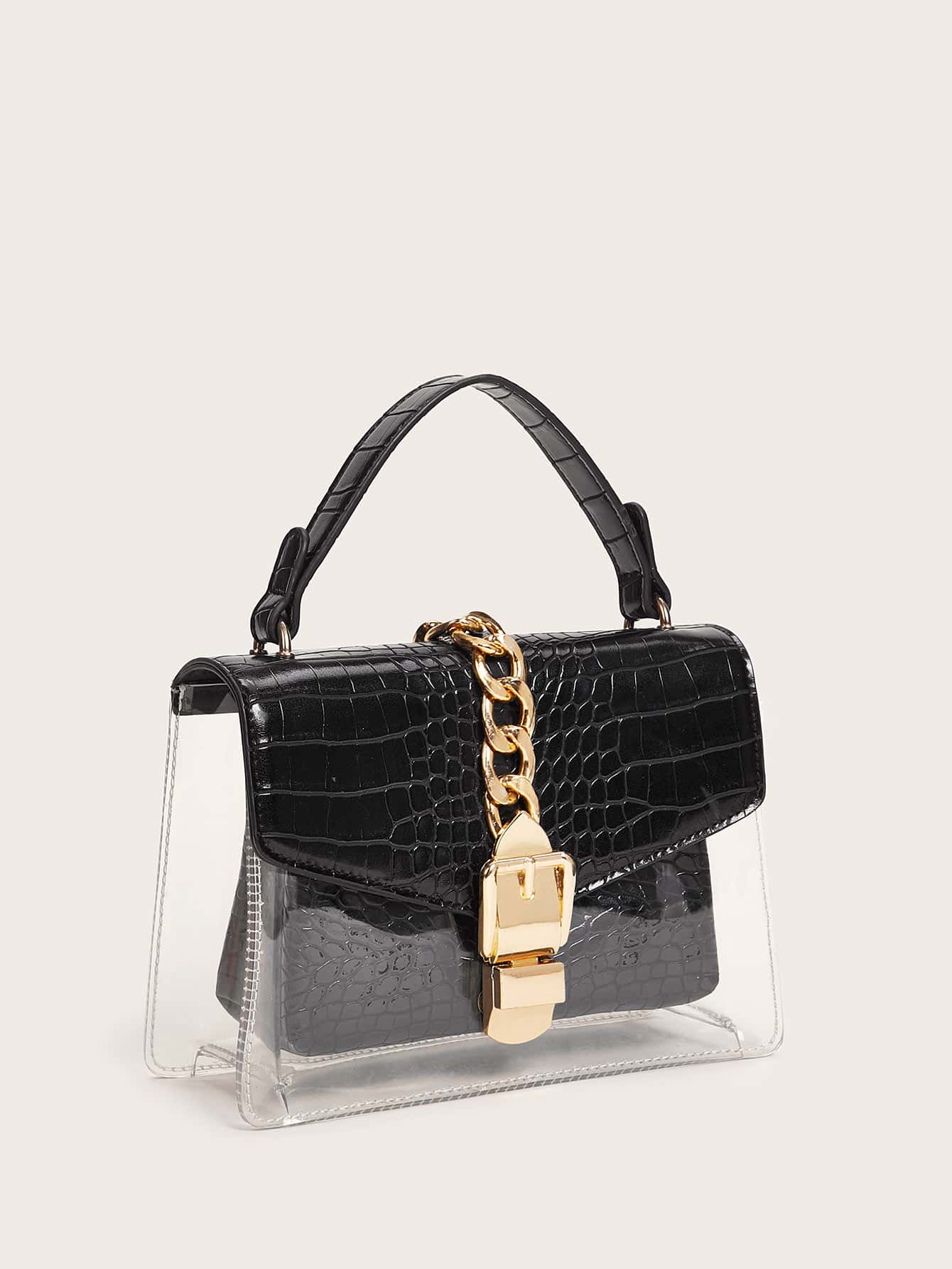 حقيبة شفافة باللون الاسود شنط وحقائب شنط