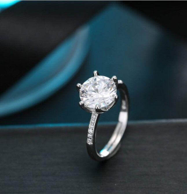 خاتم زركون سوليتير فضي خواتم متوفر 1 لون