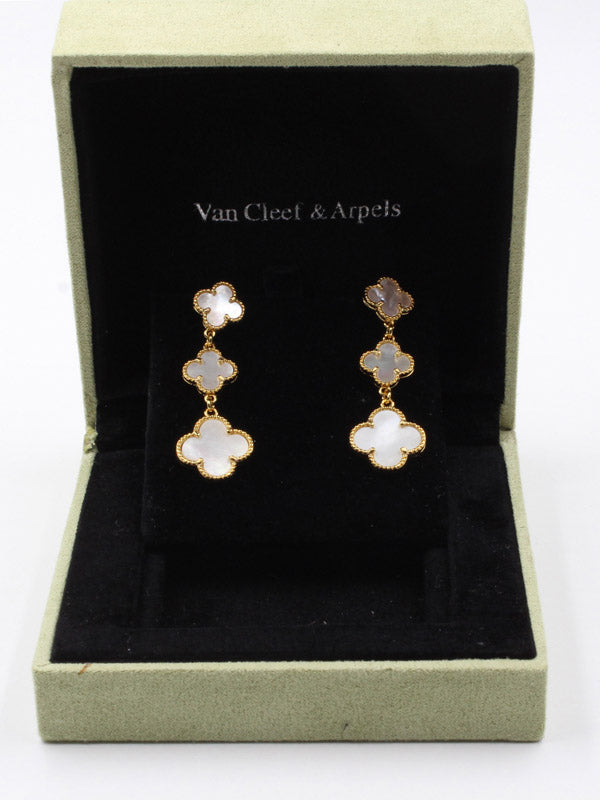 فان كليف حلق وردات طويل صدف طبيعي حلق van cleef