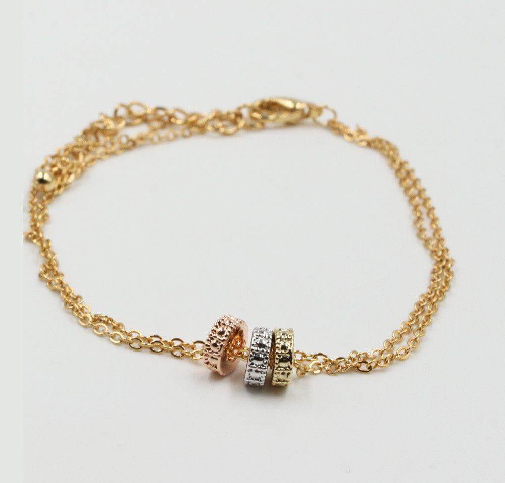 اسواره ثلاثة حلقات معدنيه ملونه اسواره متوفر 2 لون ذهبي