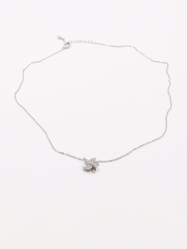 سلسال الوردة المتحركة صغير سلسال Jewel فضي