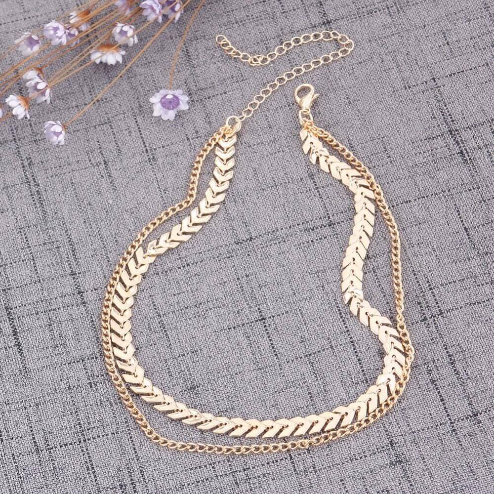 سلسال روماني طبقتين ذهبي سلسال متوفر 1 لون