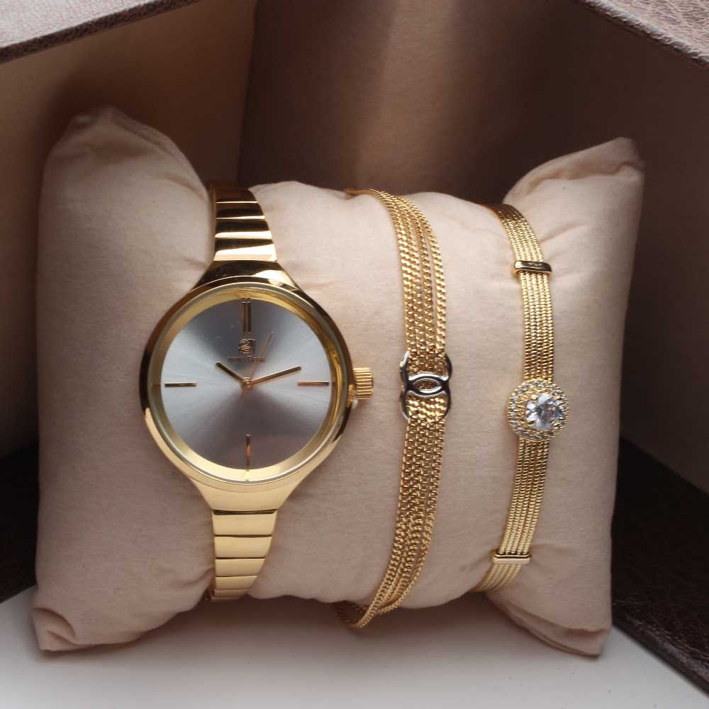 طقم ساعه واسوارتين اطقم ساعات متوفر 2 لون ذهبي
