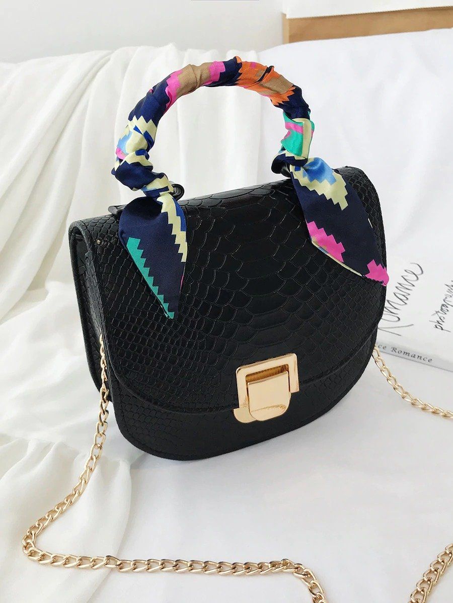 شنطة اسود بنقشة التمساح شنط وحقائب شنط