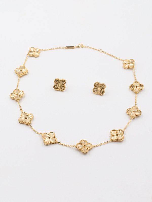طقم فان كليف قولد ون فلاور قطعتين اطقم van cleef ذهبي
