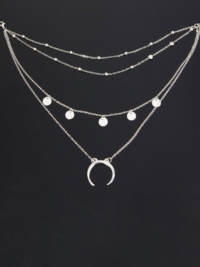 سلسال تشوكر هلال كبير سلسال متوفر 2 لون فضي