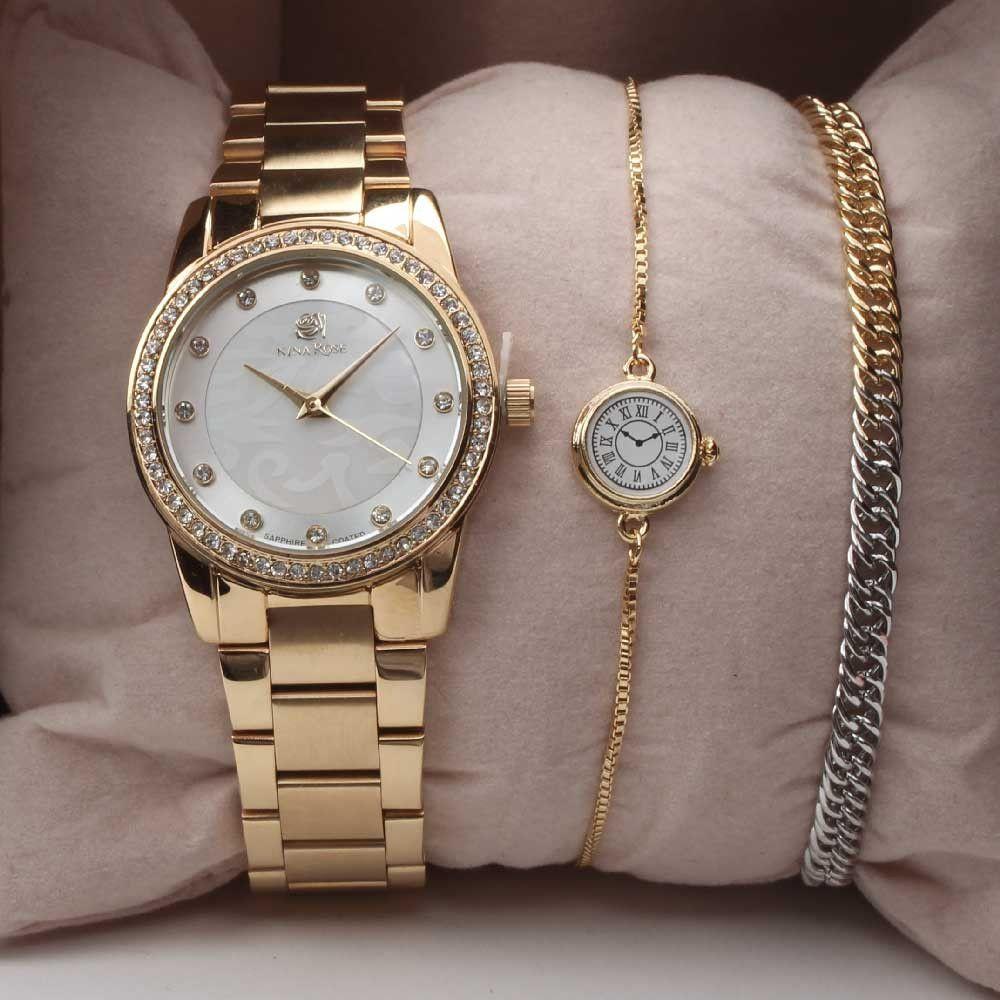 طقم ساعه واسواره ساعه اطقم ساعات متوفر 1 لون ذهبي