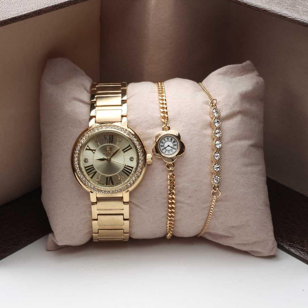 طقم ساعه واسواره كريستال سحاب اطقم ساعات متوفر 1 لون ذهبي