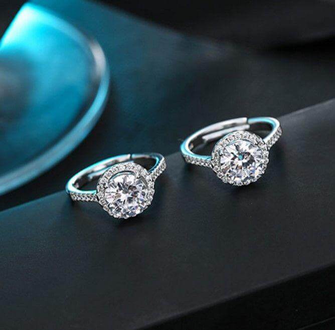 خاتم سوليتير زركون فضي خواتم متوفر 1 لون